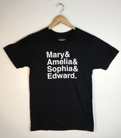 MARY SOPHIA AMELIA EDWARD PEC NAMES • Men's / Unisex BLACK Modern Crew T-shirt • Prince Edward County Marysburgh Ameliasburgh Sophiasburgh