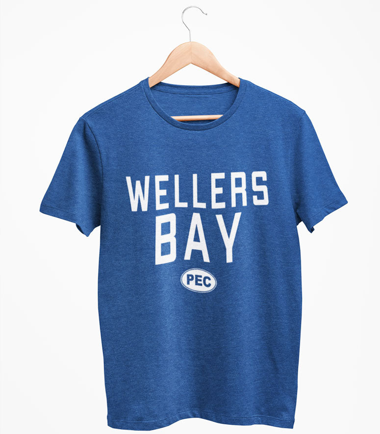 WELLERS BAY PEC Oval Men's Unisex NAVY & RED Heather Modern Crew T-Shirt -