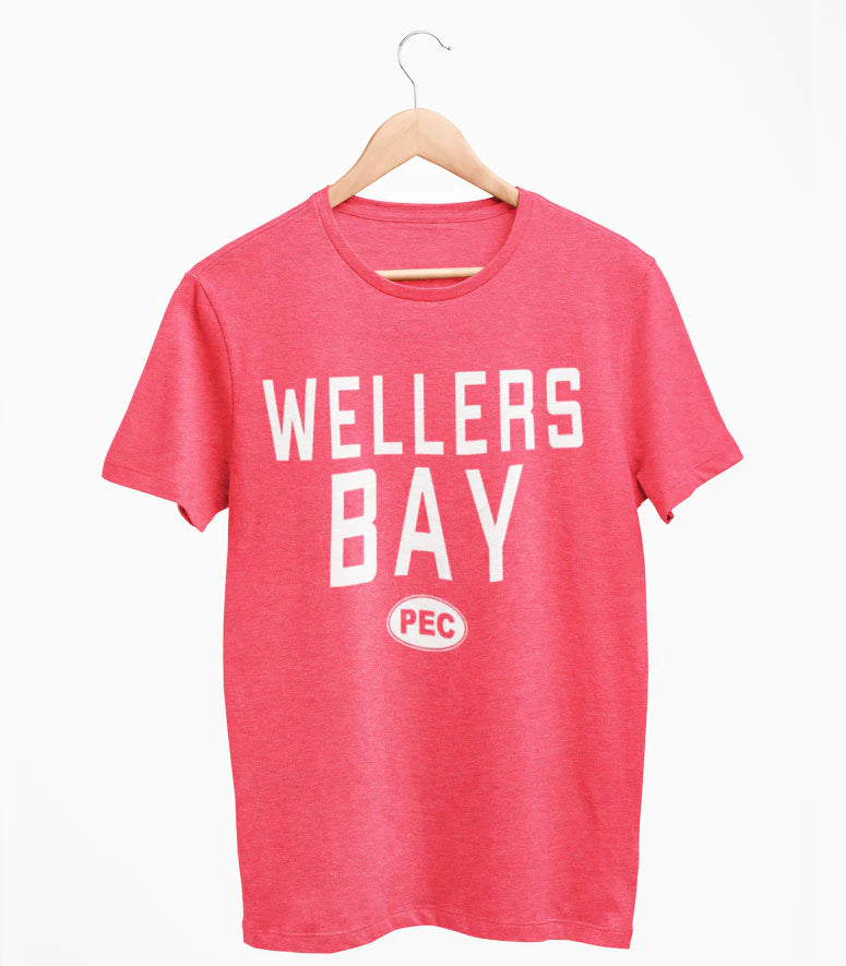 WELLERS BAY PEC Oval Men's Unisex NAVY & RED Heather Modern Crew T