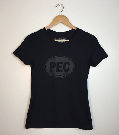 PEC OVAL Women's BLACK on BLACK Modern Crew T-Shirt