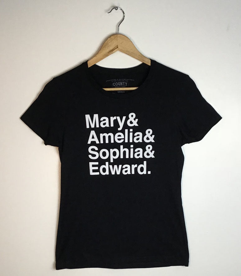 MARY SOPHIA AMELIA EDWARD PEC NAMES • WOMEN's BLACK Modern Crew T